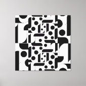 Zwart wit abstract geometrisch patroon canvas afdruk (Voorkant)