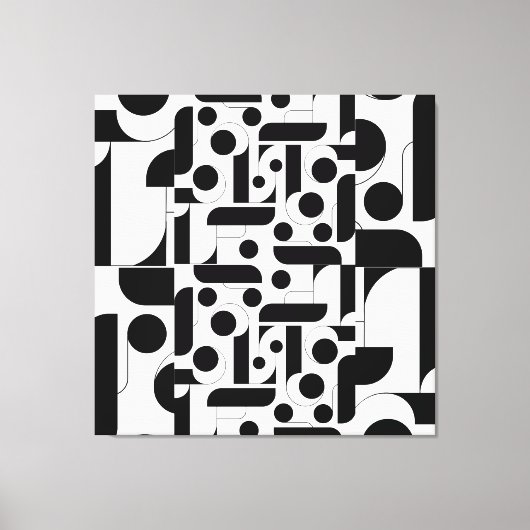 Zwart wit abstract geometrisch patroon canvas afdruk (Voorkant)