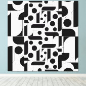 Zwart wit abstract geometrisch patroon canvas afdruk (Insitu (Houten vloer))