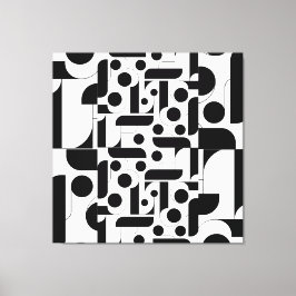Zwart wit abstract geometrisch patroon canvas afdruk