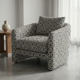 Zwart-wit Abstract Geometrisch patroon op Art Stof
