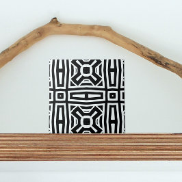 Zwart-wit Abstract Geometrisch patroon op Art Tegeltje