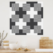 Zwart-wit Abstract geometrisch patroon Poster (Keuken)