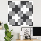 Zwart-wit Abstract geometrisch patroon Poster (Thuiskantoor)