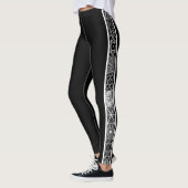 Zwart wit Abstract geometrisch patroonmodel Leggings (Links)