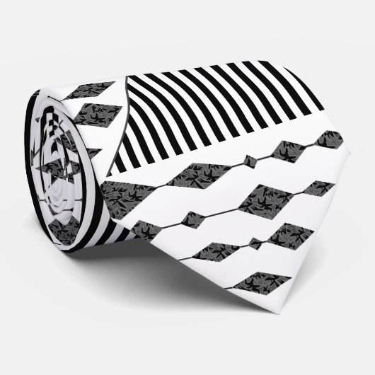 Zwart-wit, abstract, geometrisch stropdas (Opgerold)
