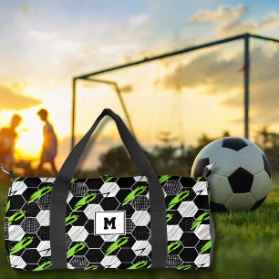 Zwart & Wit Abstract Geometrisch Voetbal Sport Plunjezak