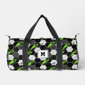 Zwart & Wit Abstract Geometrisch Voetbal Sporten Plunjezak (Voorkant)