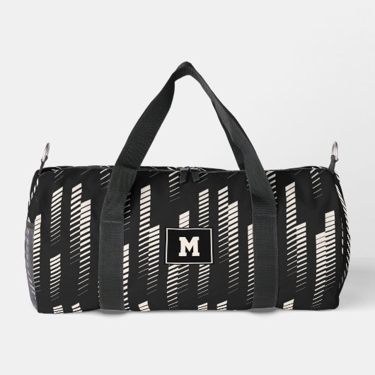 Zwart & Wit Abstract Geometrische Strepen Sportief Plunjezak (Achterkant)