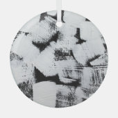 Zwart wit, abstract geschilderd canvas. glas ornament (Voorkant)