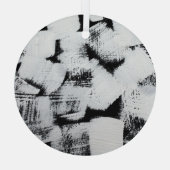 Zwart wit, abstract geschilderd canvas. glas ornament (Achterkant)