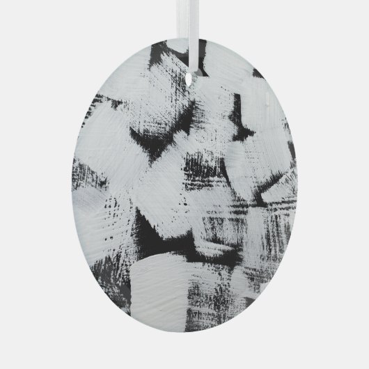 Zwart wit, abstract geschilderd canvas. glas ornament (Voorkant Rechts)