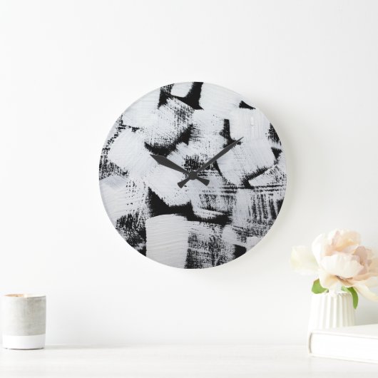 Zwart wit, abstract geschilderd canvas. grote klok (Huis)