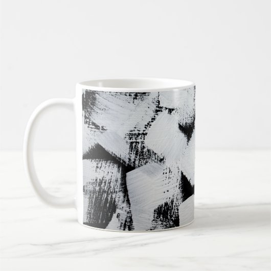 Zwart wit, abstract geschilderd canvas. koffiemok (Links)
