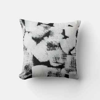 Zwart wit, abstract geschilderd canvas. kussen
