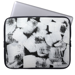 Zwart wit, abstract geschilderd canvas. laptop sleeve