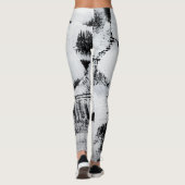 Zwart wit, abstract geschilderd canvas. leggings (Achterkant)
