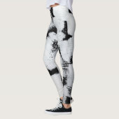 Zwart wit, abstract geschilderd canvas. leggings (Links)