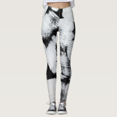 Zwart wit, abstract geschilderd canvas. leggings (Voorkant)