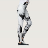 Zwart wit, abstract geschilderd canvas. leggings (Rechts)