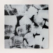 Zwart wit, abstract geschilderd canvas. legpuzzel (Horizontaal)