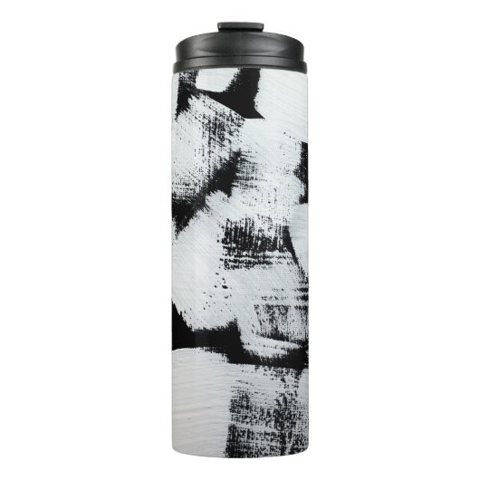 Zwart wit, abstract geschilderd canvas. thermosbeker (Voorkant)