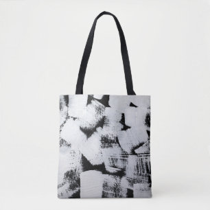 Zwart wit, abstract geschilderd canvas. tote bag