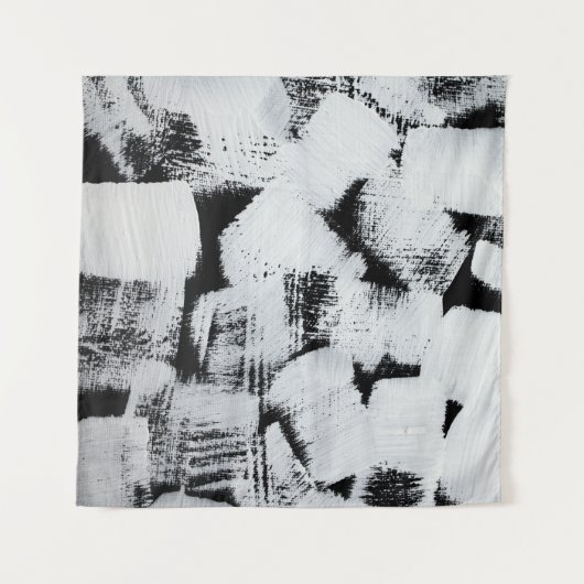 Zwart wit, abstract geschilderd canvas. wandkleed (Voorkant (horizontaal))