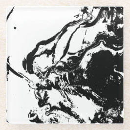 Zwart-wit Abstract Gezichten Incidentele Kunst Glazen Onderzetter