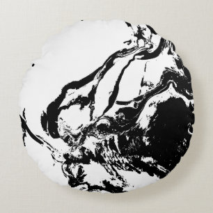 Zwart-wit Abstract Gezichten Incidentele Kunst Rond Kussen