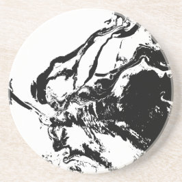Zwart-wit Abstract Gezichten Incidentele Kunst Zandsteen Onderzetter