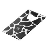 Zwart-wit abstract girafpatroon creditkaart flessenopener (Voorkant Gekanteld)