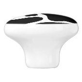 Zwart-wit abstract girafpatroon keramische knop (Zijkant)