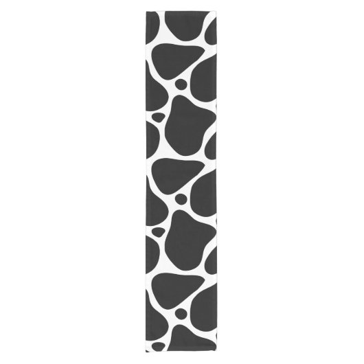 Zwart-wit abstract girafpatroon korte tafelloper (Voorkant)