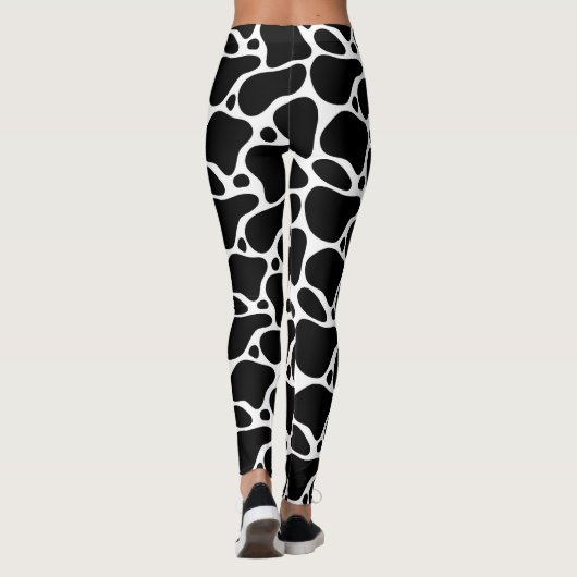 Zwart-wit abstract girafpatroon leggings (Achterkant)