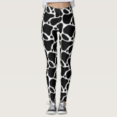 Zwart-wit abstract girafpatroon leggings (Voorkant)