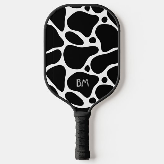 Zwart-wit abstract girafpatroon pickleball paddle (Voorkant)