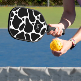 Zwart-wit abstract girafpatroon pickleball paddle