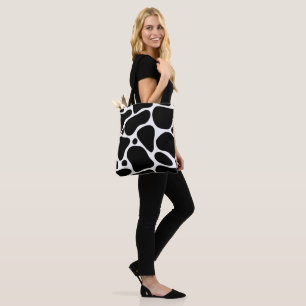 Zwart-wit abstract girafpatroon tote bag
