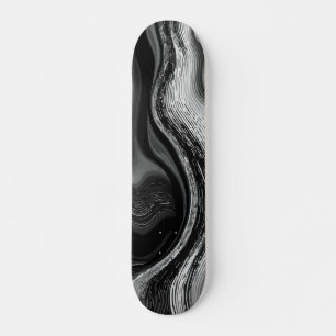 Zwart-wit abstract golfpatroon persoonlijk skateboard