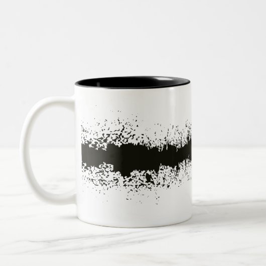 Zwart-wit abstract grungepatroon tweekleurige koffiemok (Links)