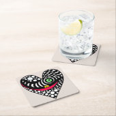 Zwart & wit abstract hart kartonnen onderzetters (Insitu)