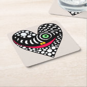 Zwart & wit abstract hart kartonnen onderzetters (Schuin)