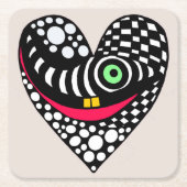 Zwart & wit abstract hart kartonnen onderzetters (Voorkant)