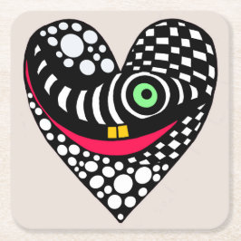 Zwart & wit abstract hart kartonnen onderzetters