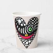 Zwart & wit abstract hart papieren bekers (Achterkant)