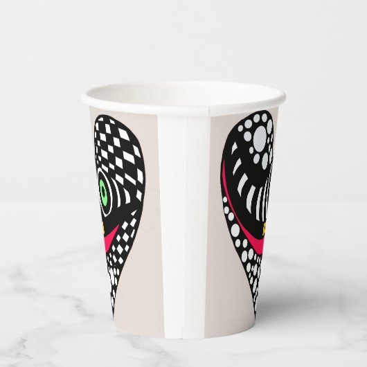 Zwart & wit abstract hart papieren bekers (Rechts)