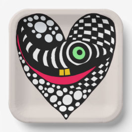 Zwart & wit abstract hart papieren bordje