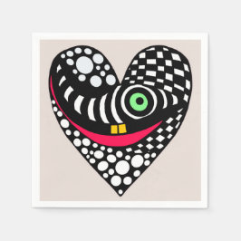 Zwart & wit abstract hart servet