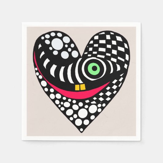 Zwart & wit abstract hart servet (Voorkant)